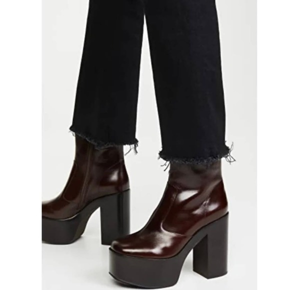 NWOB Jeffrey Campbell Mexique Mid Calf Brown Black Platform Heel Boots Size 9 - Picture 8 of 8